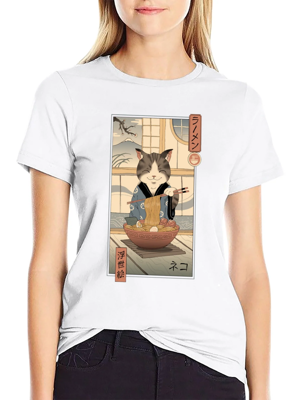 Cat Ramen Graphic Tee - Japanese Art Inspired product image 8