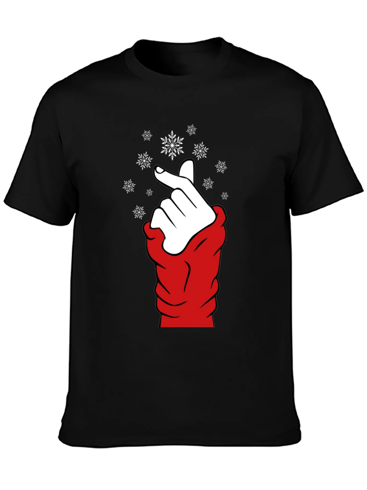Heart Finger Snowflake Graphic Black T-Shirt product image 3