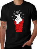 Heart Finger Snowflake Graphic Black T-Shirt product image 1