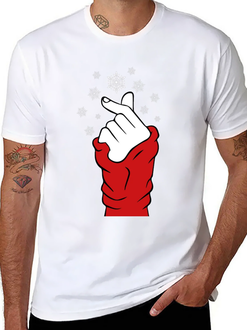 Heart Finger Snowflake Graphic Black T-Shirt product image 7