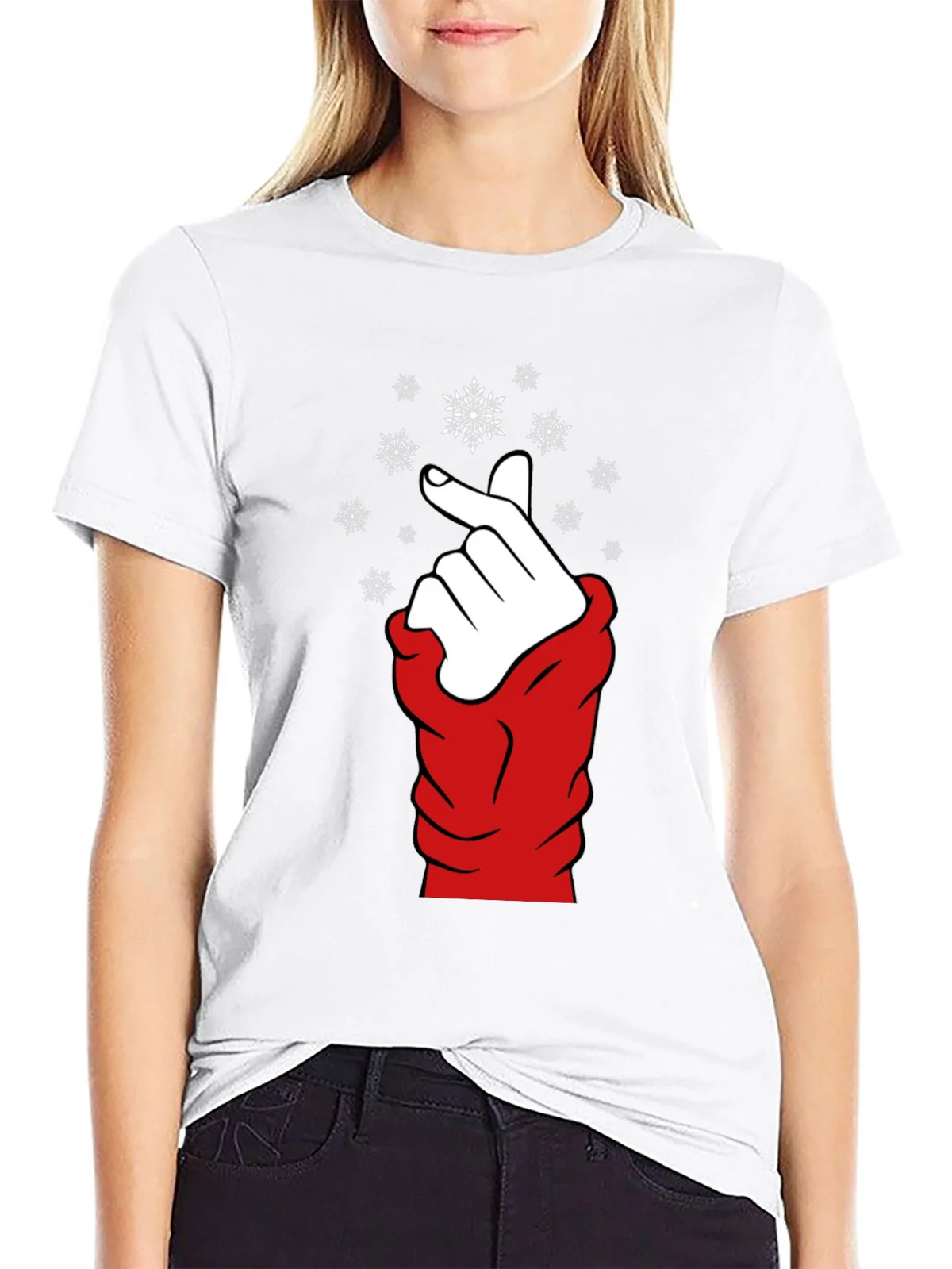 Heart Finger Snowflake Graphic Black T-Shirt product image 8