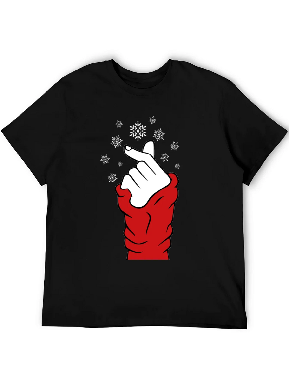 Heart Finger Snowflake Graphic Black T-Shirt product image 5