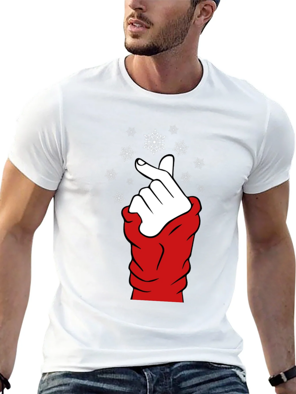Heart Finger Snowflake Graphic Black T-Shirt product image 11