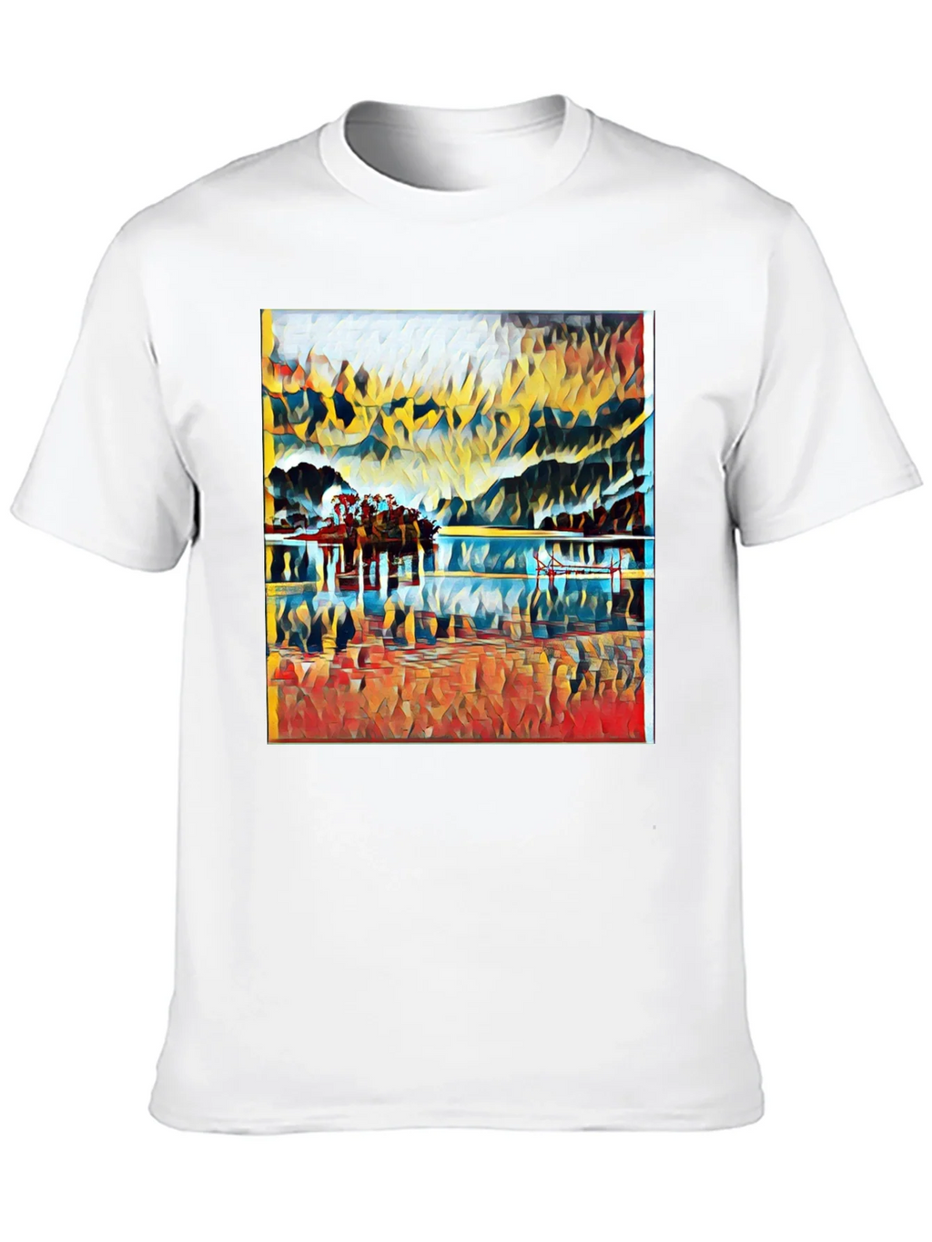 Abstract Landscape Print Black T-Shirt product image 9