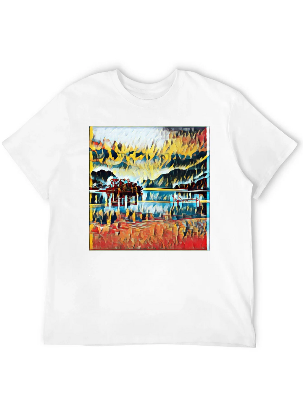 Abstract Landscape Print Black T-Shirt product image 11