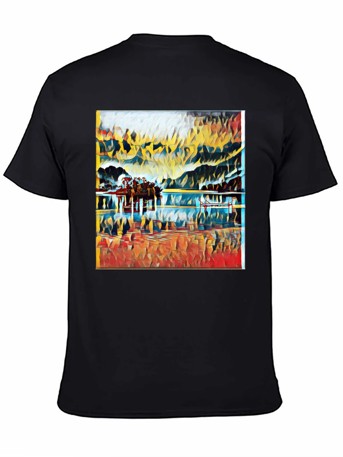 Abstract Landscape Print Black T-Shirt product image 4