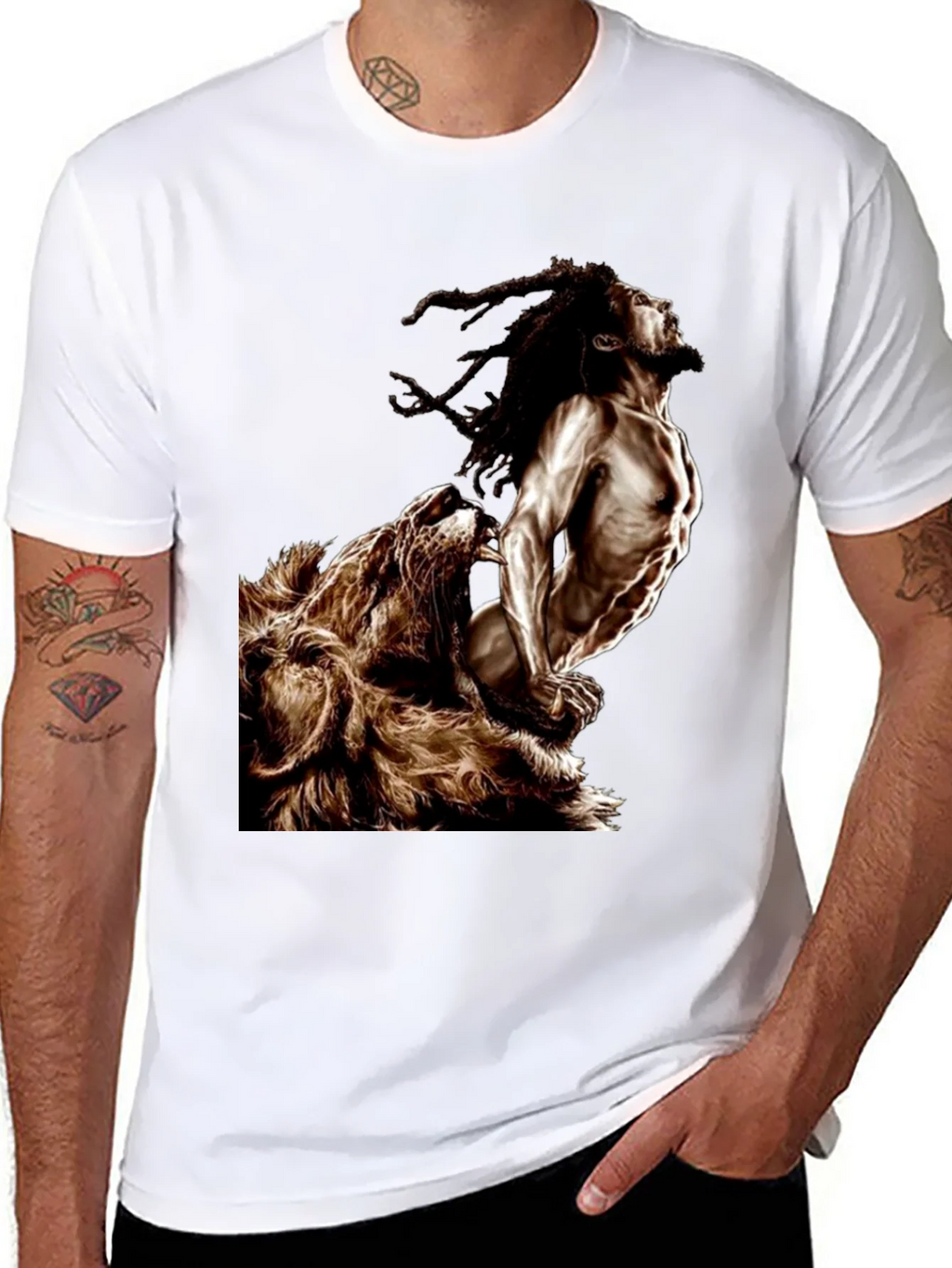 Lion & Rasta Graphic T-Shirt - Mens Black Tee product image 3