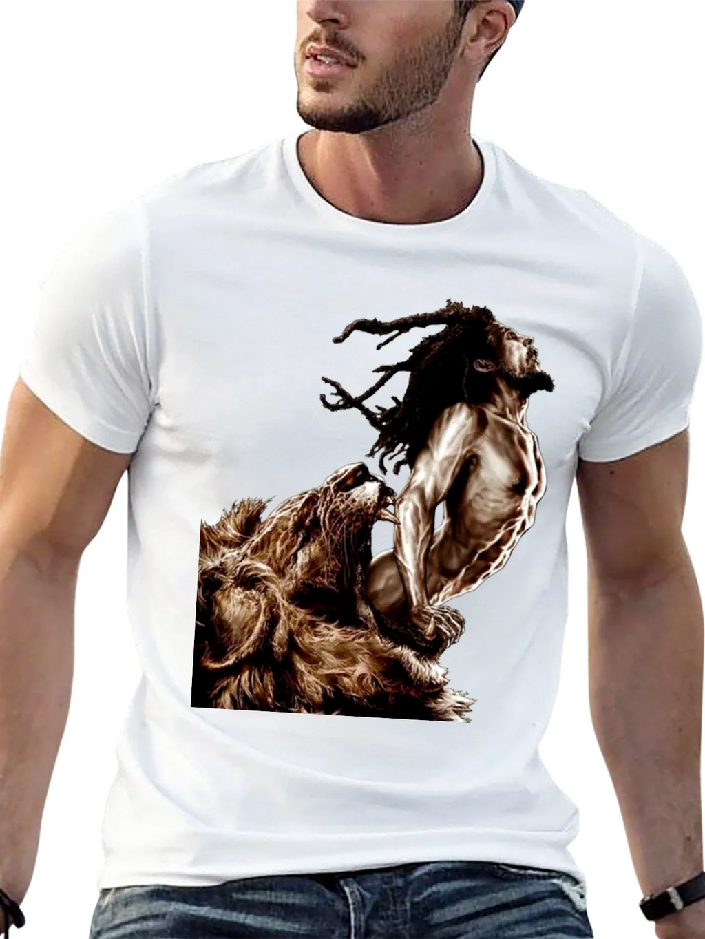 Lion & Rasta Graphic T-Shirt - Mens Black Tee product image 8