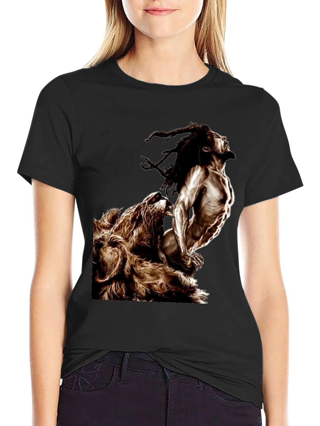 Lion & Rasta Graphic T-Shirt - Mens Black Tee product image 1