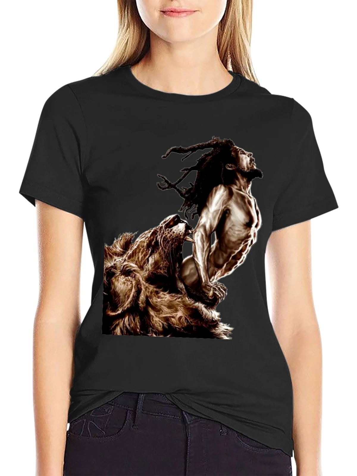 Lion & Rasta Graphic T-Shirt - Mens Black Tee product image 1