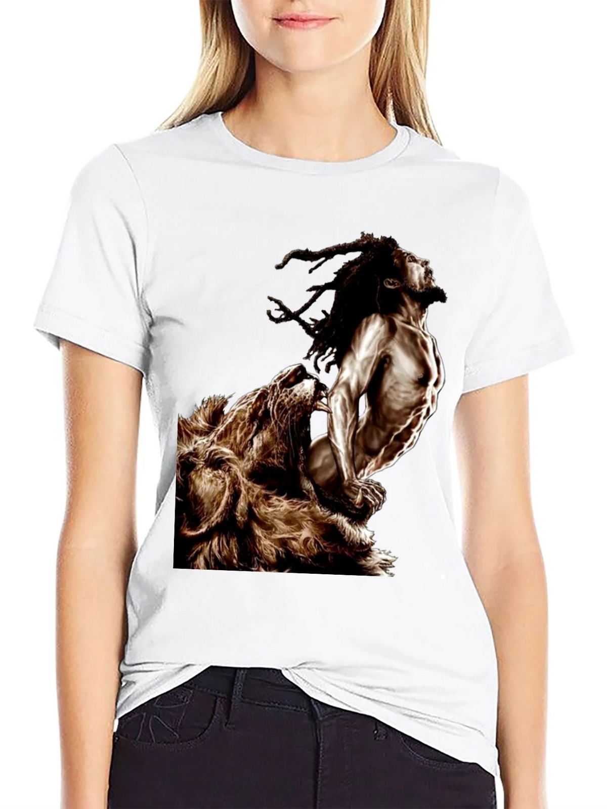 Lion & Rasta Graphic T-Shirt - Mens Black Tee product image 4