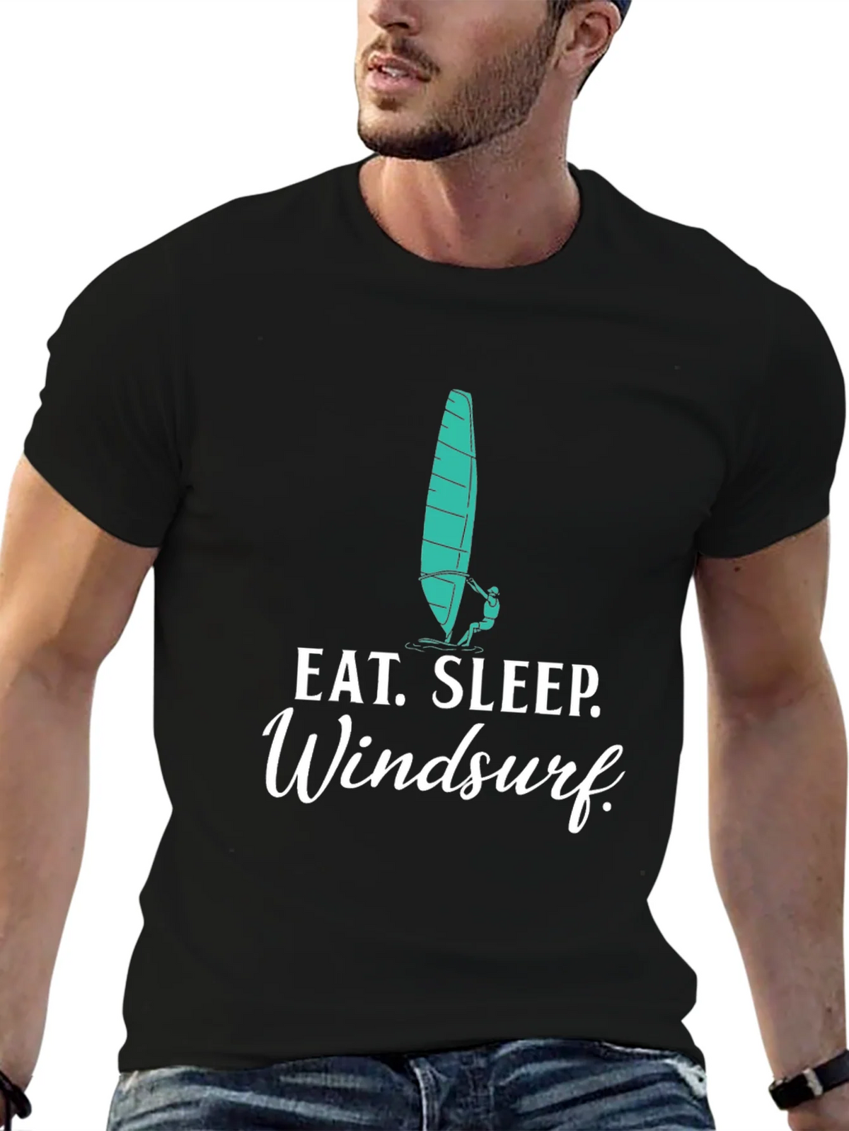 Eat. Sleep. Windsurf. Black Graphic Tee product image 6