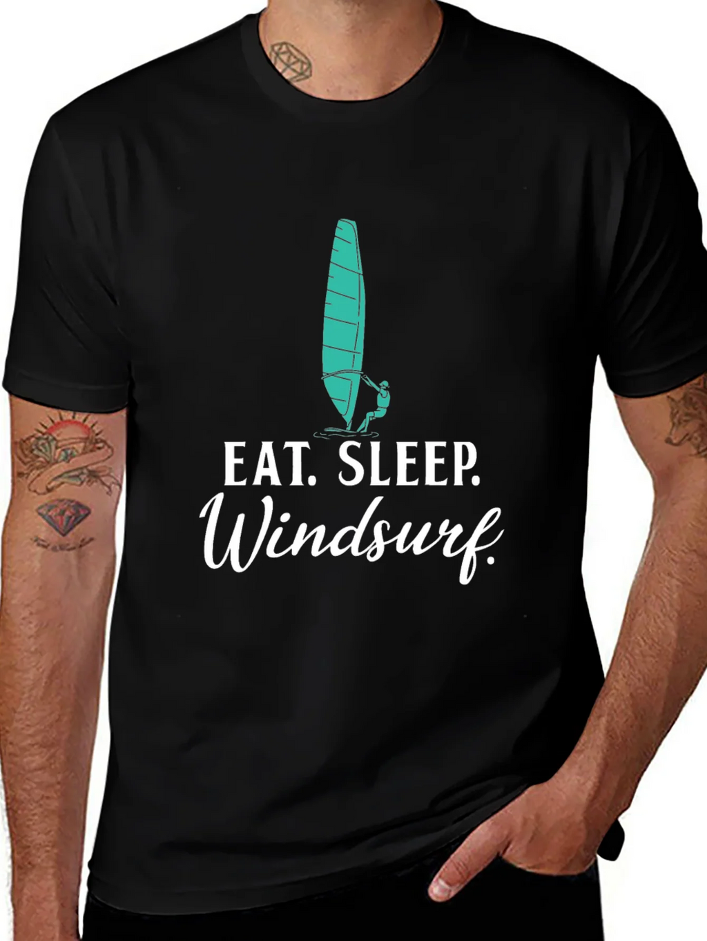Eat. Sleep. Windsurf. Black Graphic Tee product image 1
