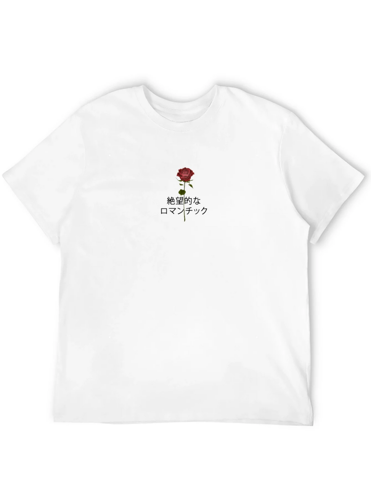 Black Tee with Rose & Japanese Text Design product image 11