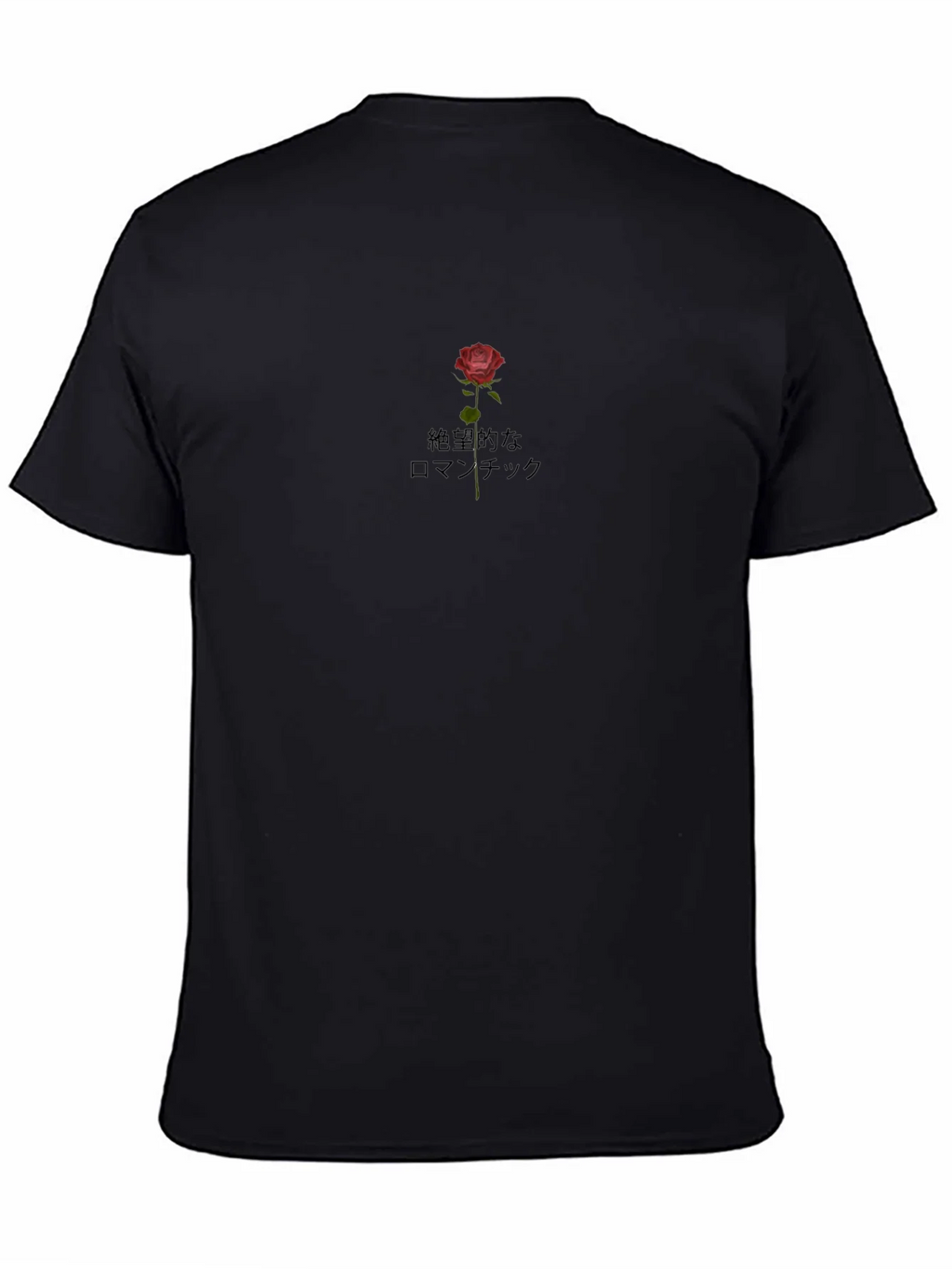Black Tee with Rose & Japanese Text Design product image 4