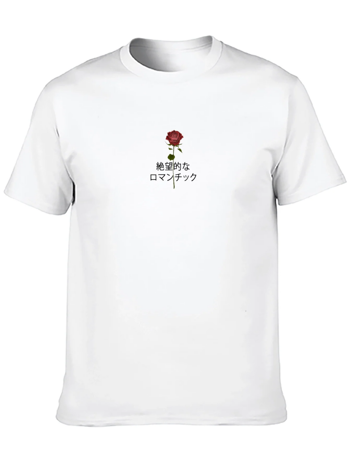 Black Tee with Rose & Japanese Text Design product image 9