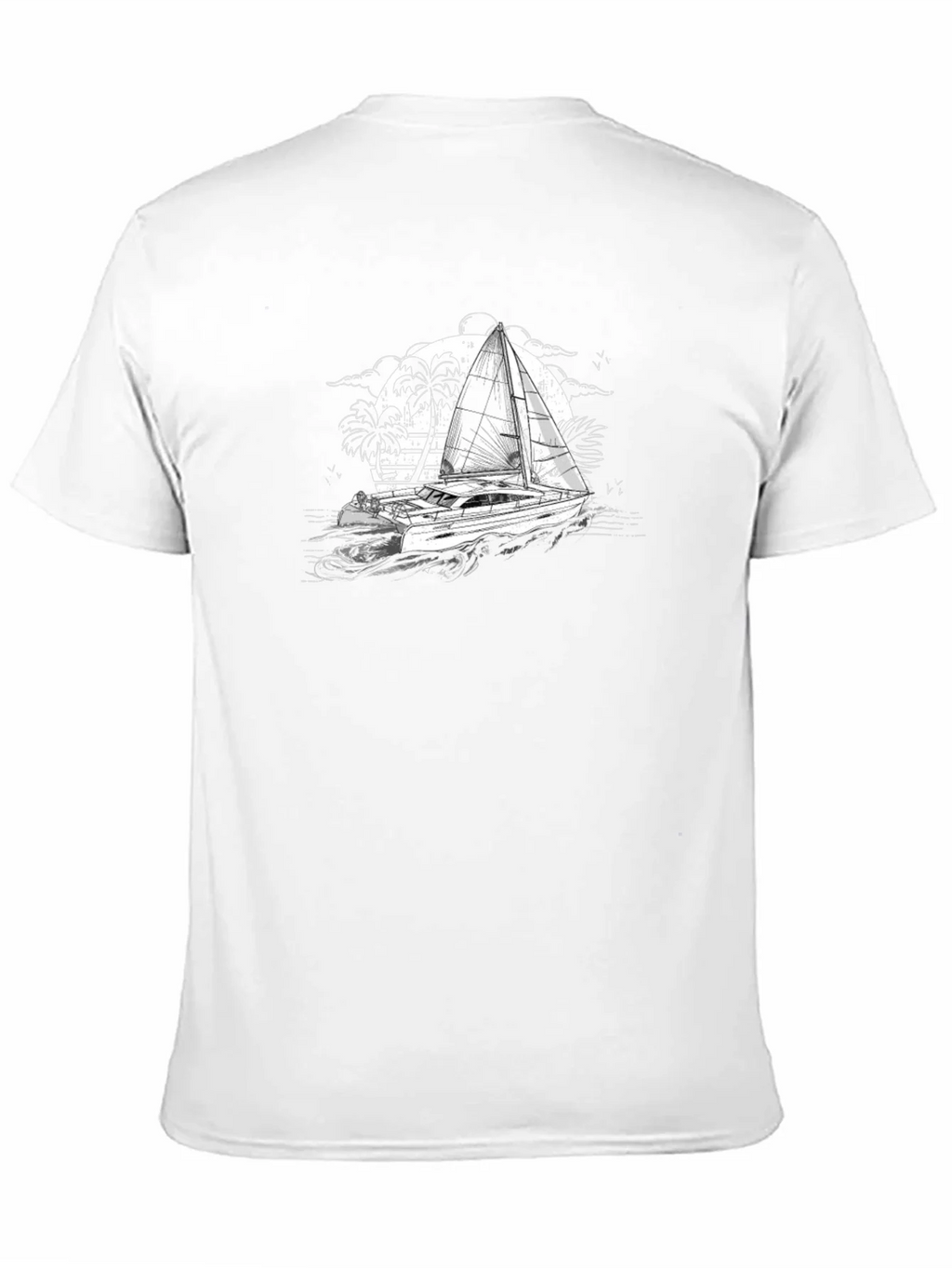 Black T-Shirt with Sailing Boat Graphic product image 10