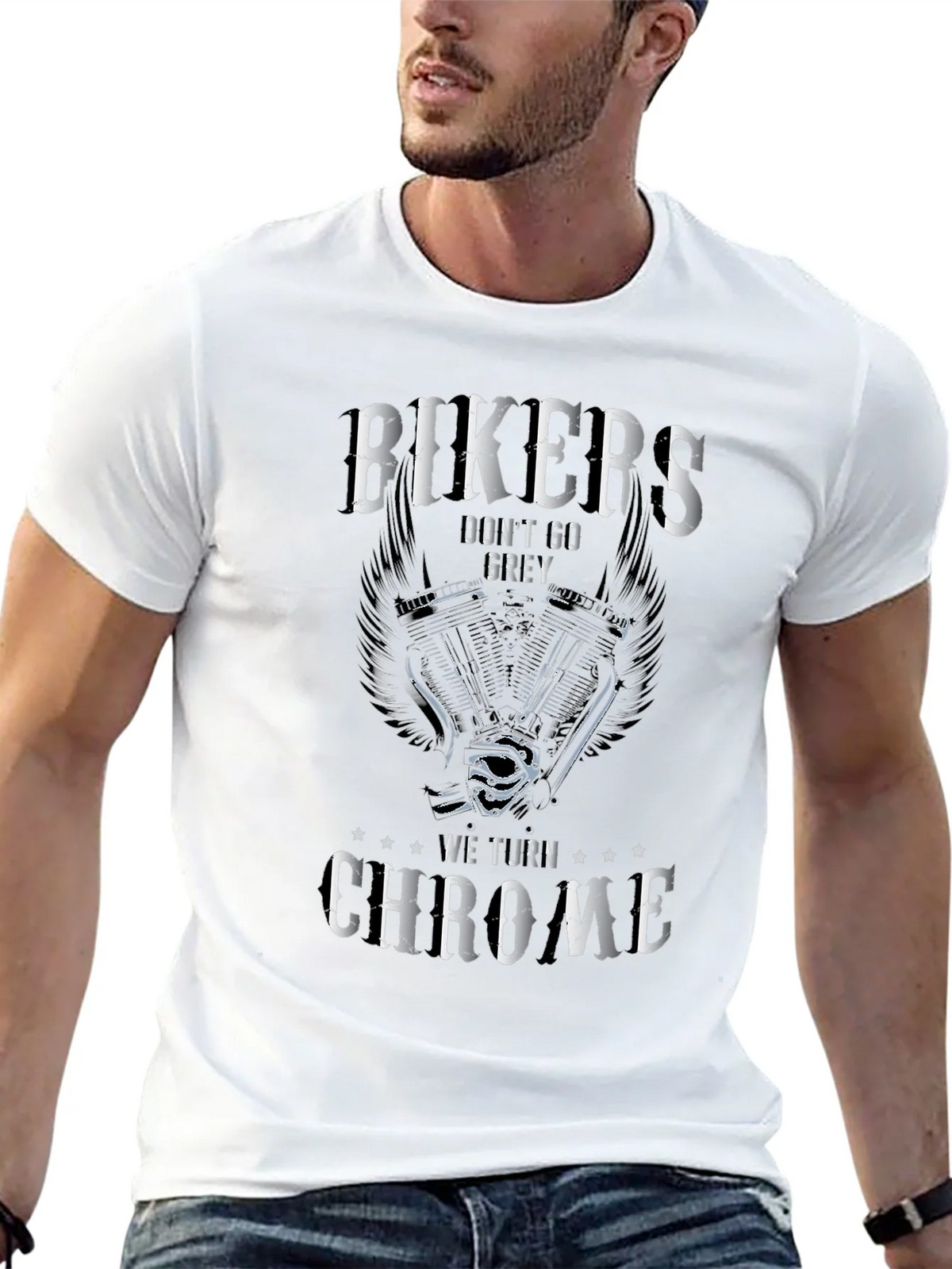 Bikers Dont Go Grey T-Shirt - We Turn Chrome Biker Tee product image 12