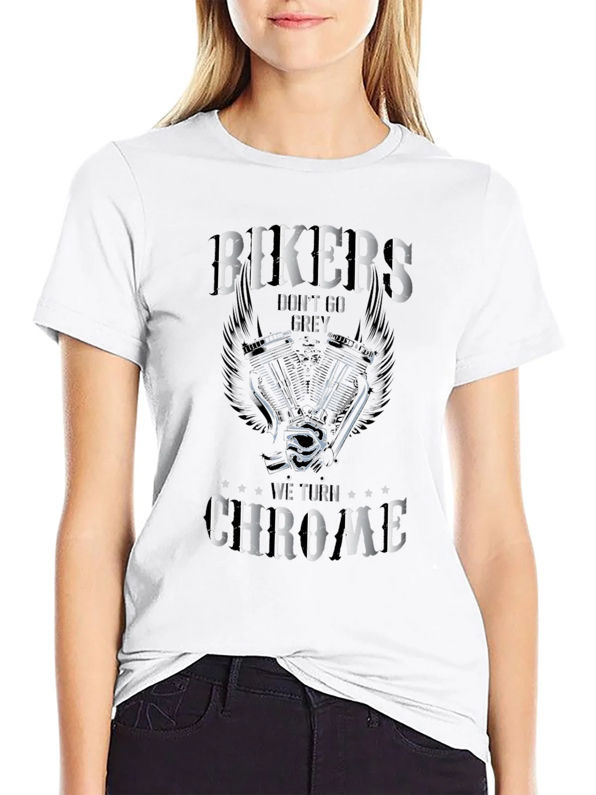 Bikers Dont Go Grey T-Shirt - We Turn Chrome Biker Tee product image 8