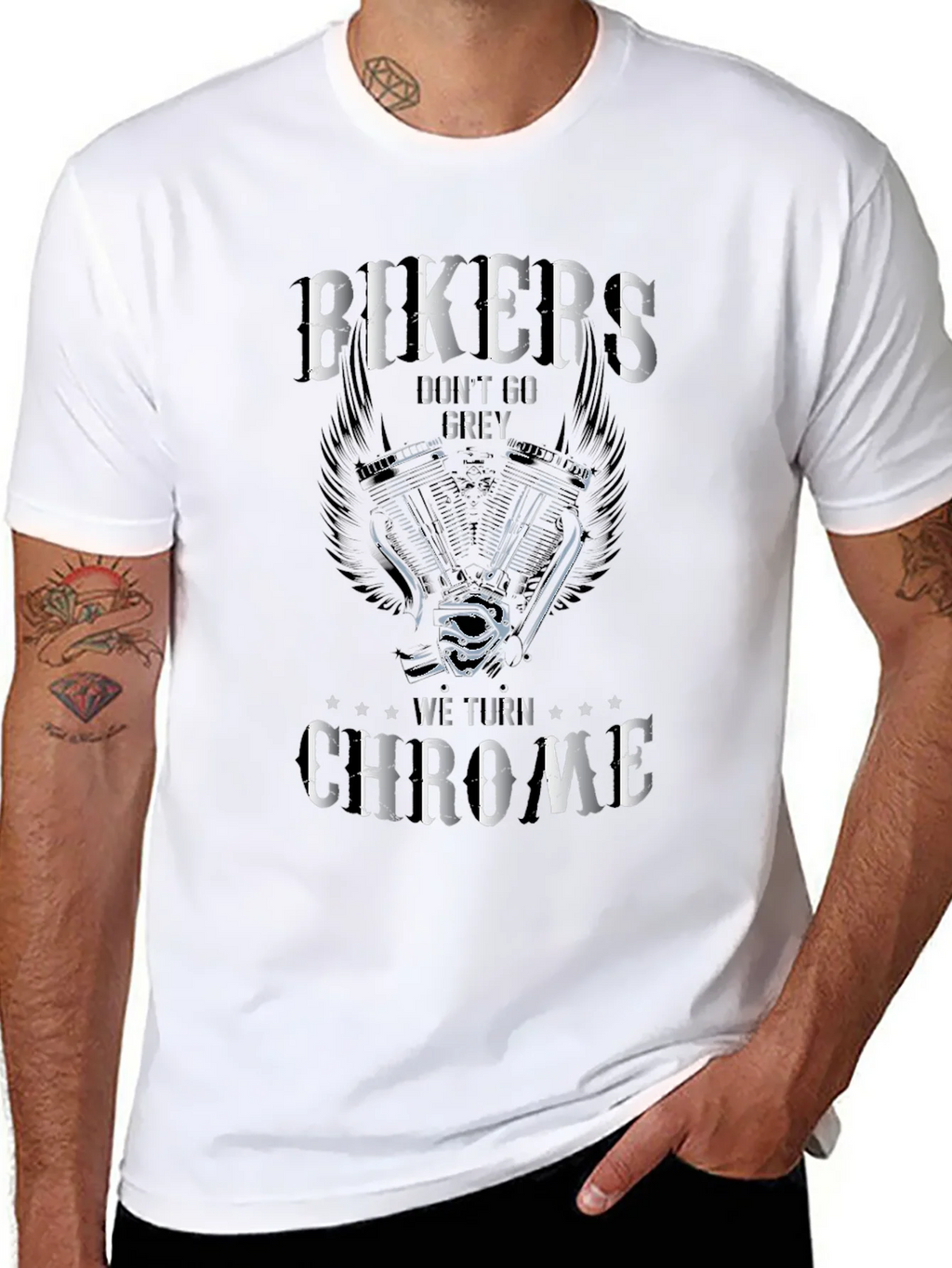 Bikers Dont Go Grey T-Shirt - We Turn Chrome Biker Tee product image 7