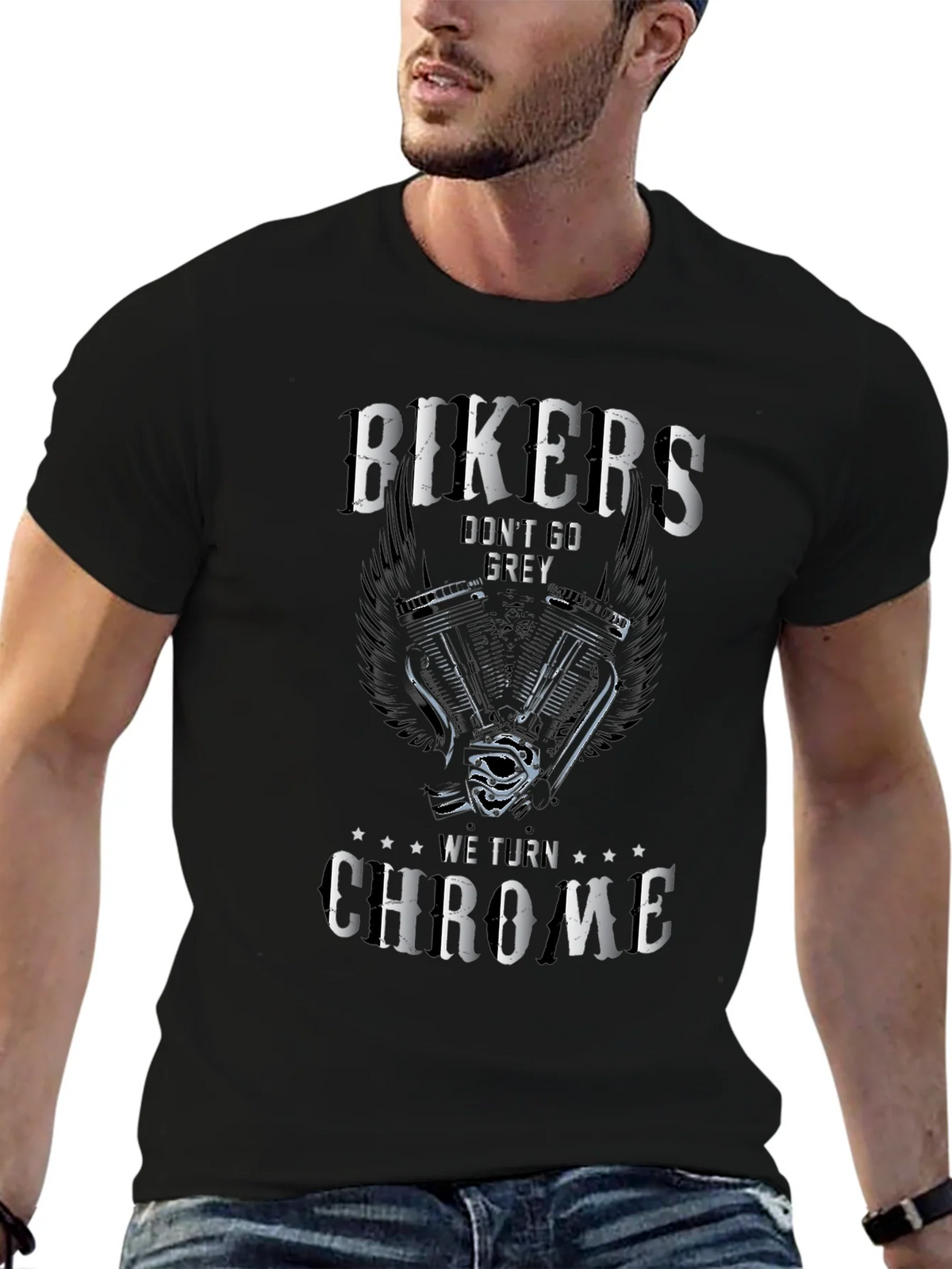 Bikers Dont Go Grey T-Shirt - We Turn Chrome Biker Tee product image 6