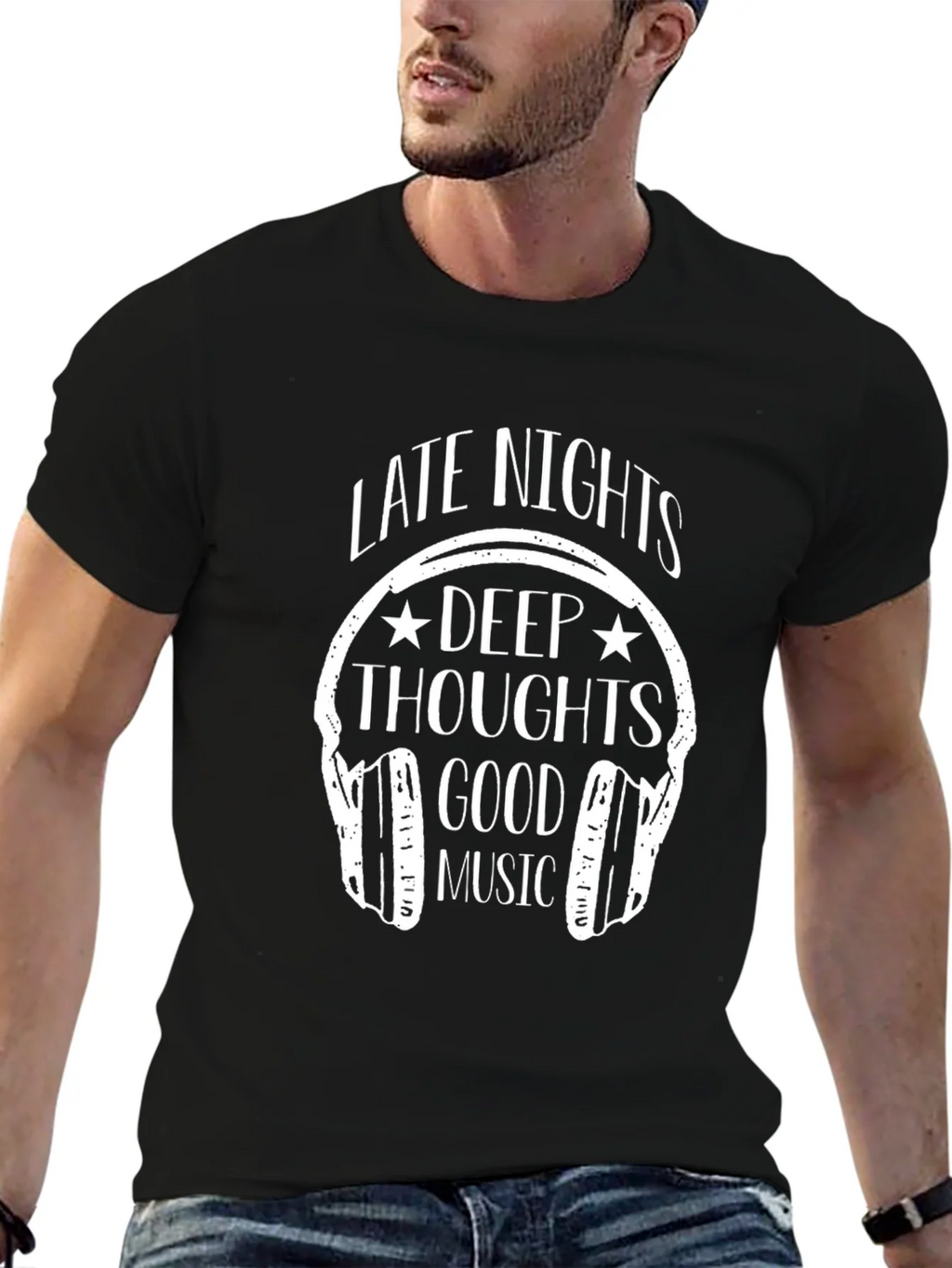 Late Nights Deep Thoughts Music Graphic T-Shirt product image 6