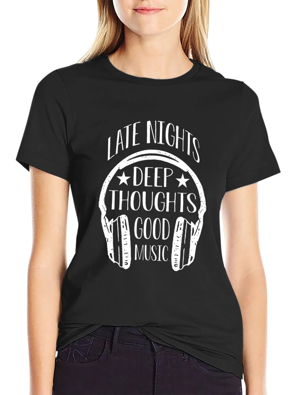 Late Nights Deep Thoughts Music Graphic T-Shirt product image 2