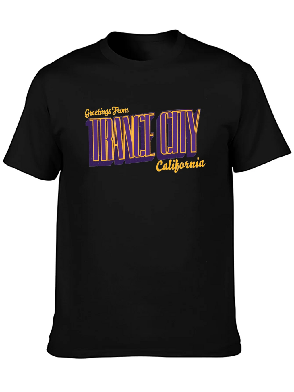Trance City California Black T-Shirt - Retro Graphic Tee product image 3