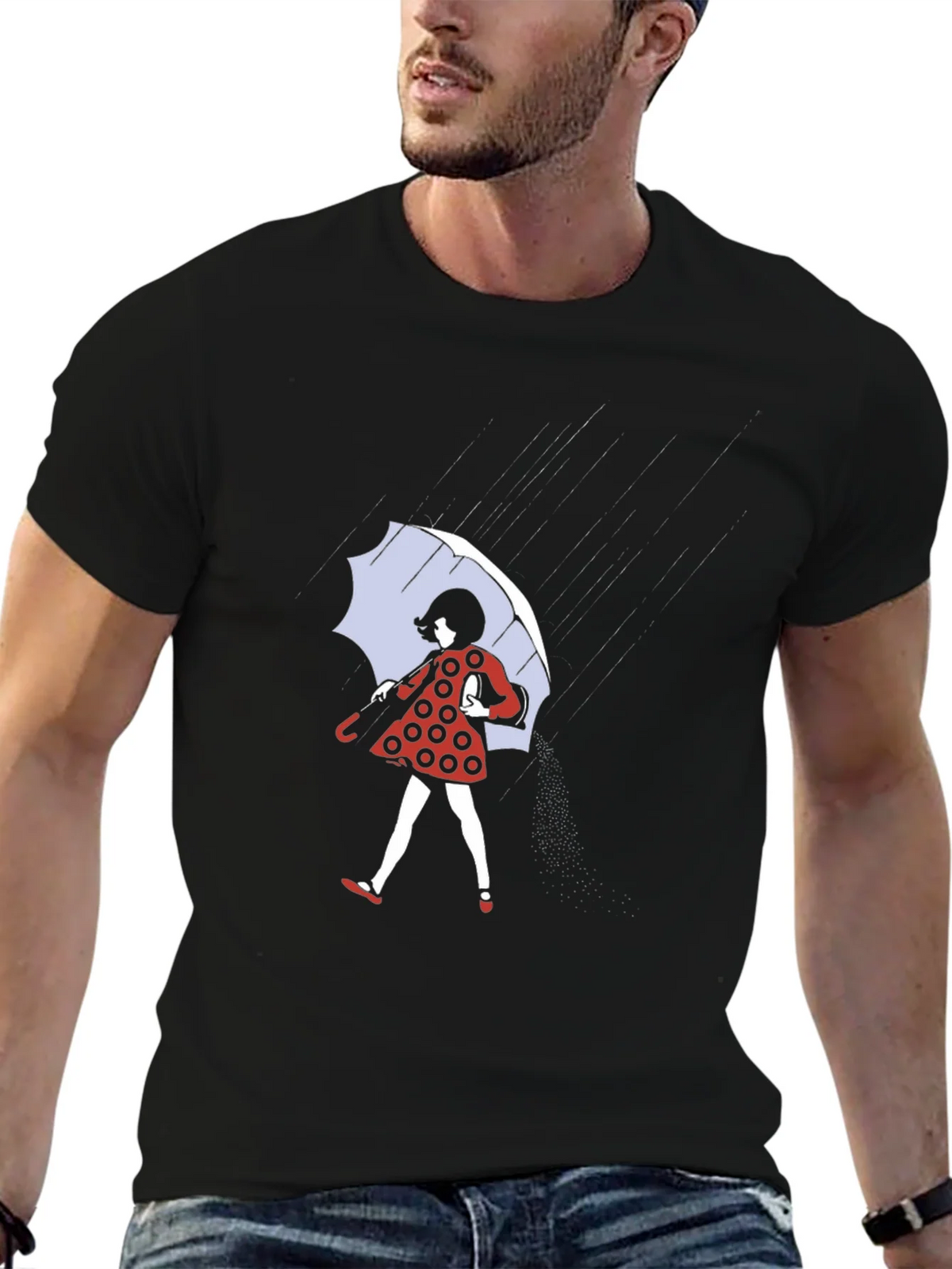 Rainy Day T-Shirt: Polka Dot Dress & Umbrella product image 6