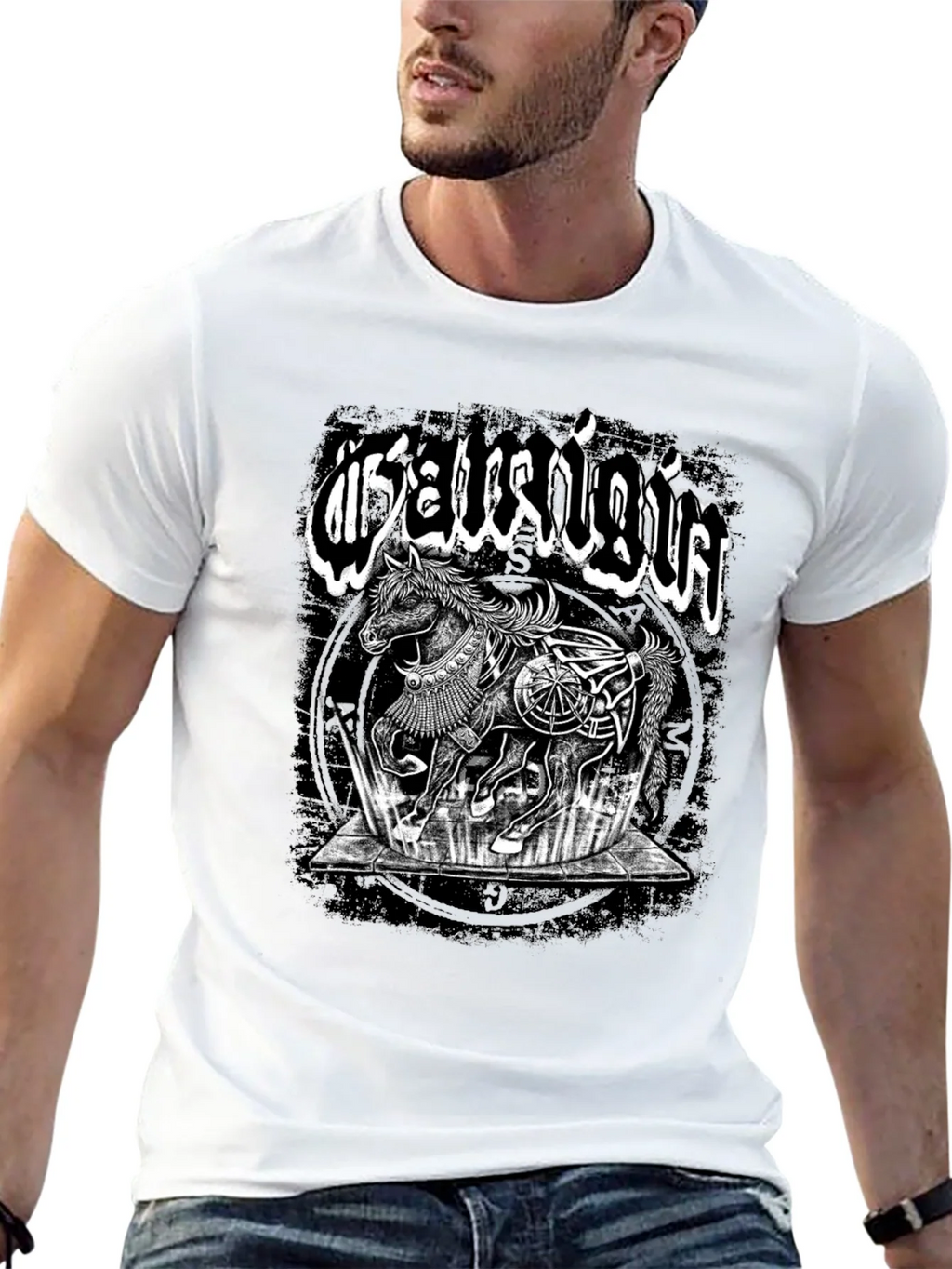 Mystic Horse Graphic Tee - Black Cotton T-Shirt product image 12