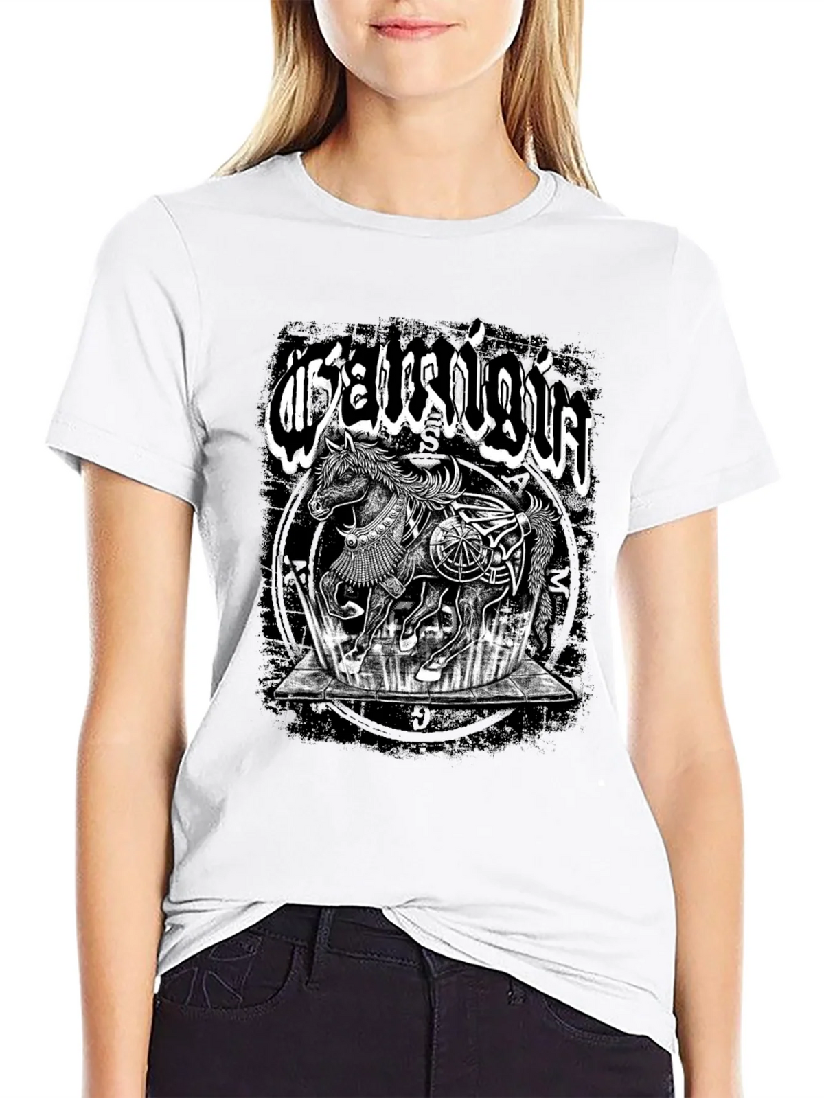 Mystic Horse Graphic Tee - Black Cotton T-Shirt product image 8