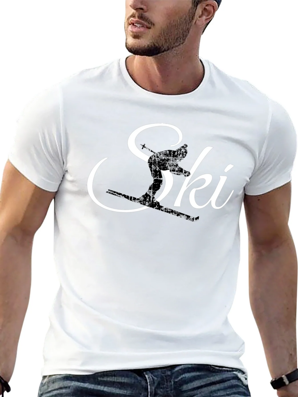 Ski Silhouette Graphic Tee - Black Cotton T-Shirt product image 12