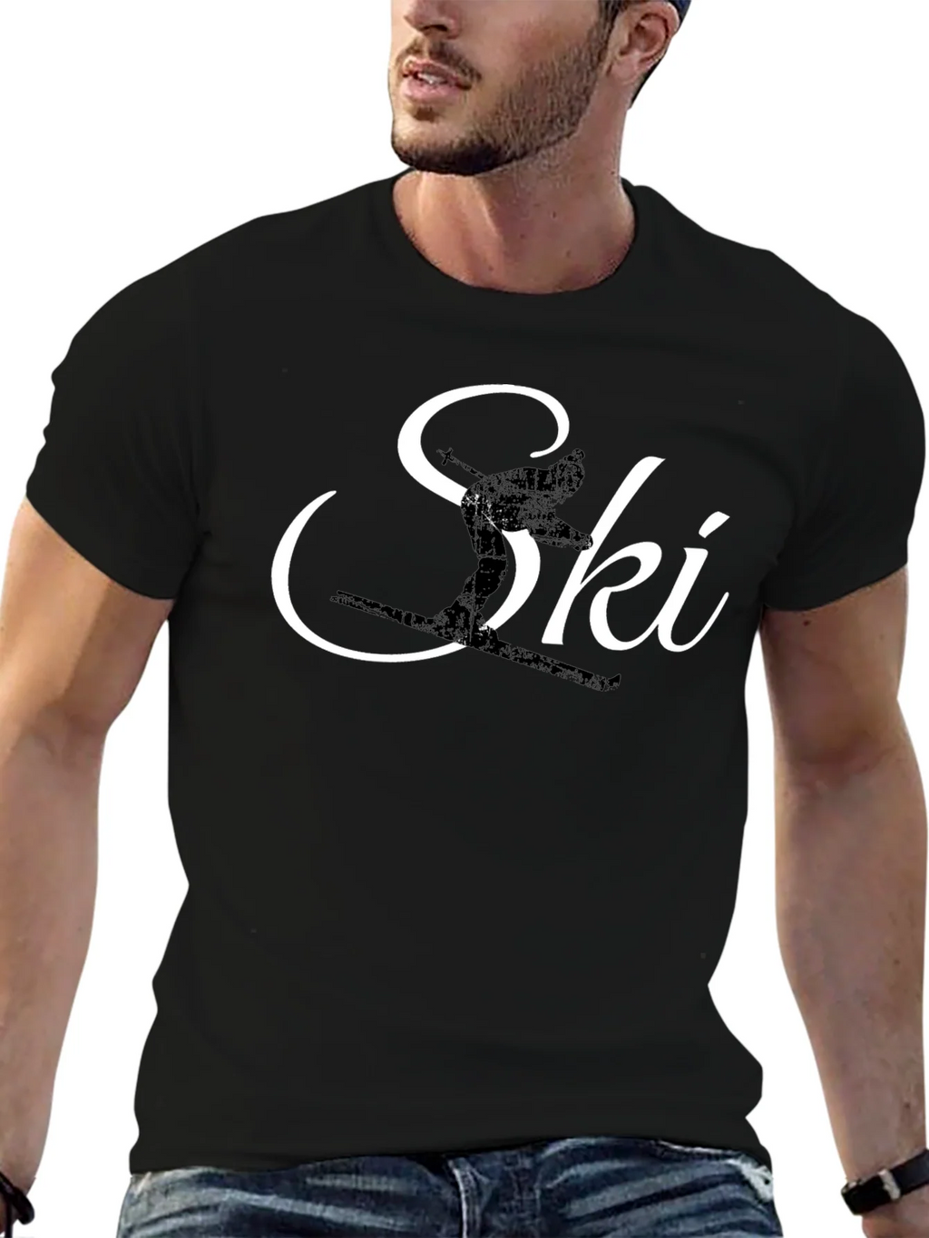 Ski Silhouette Graphic Tee - Black Cotton T-Shirt product image 6