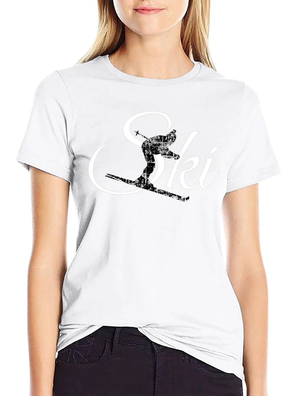 Ski Silhouette Graphic Tee - Black Cotton T-Shirt product image 8