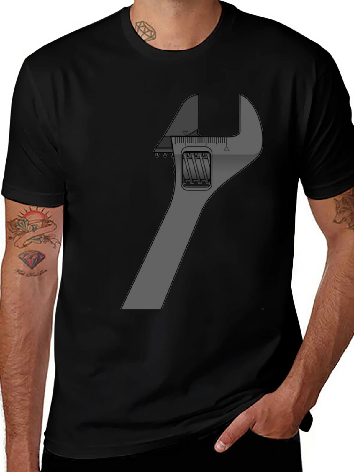 Adjustable Wrench Graphic Tee - Black Cotton Blend product image 1