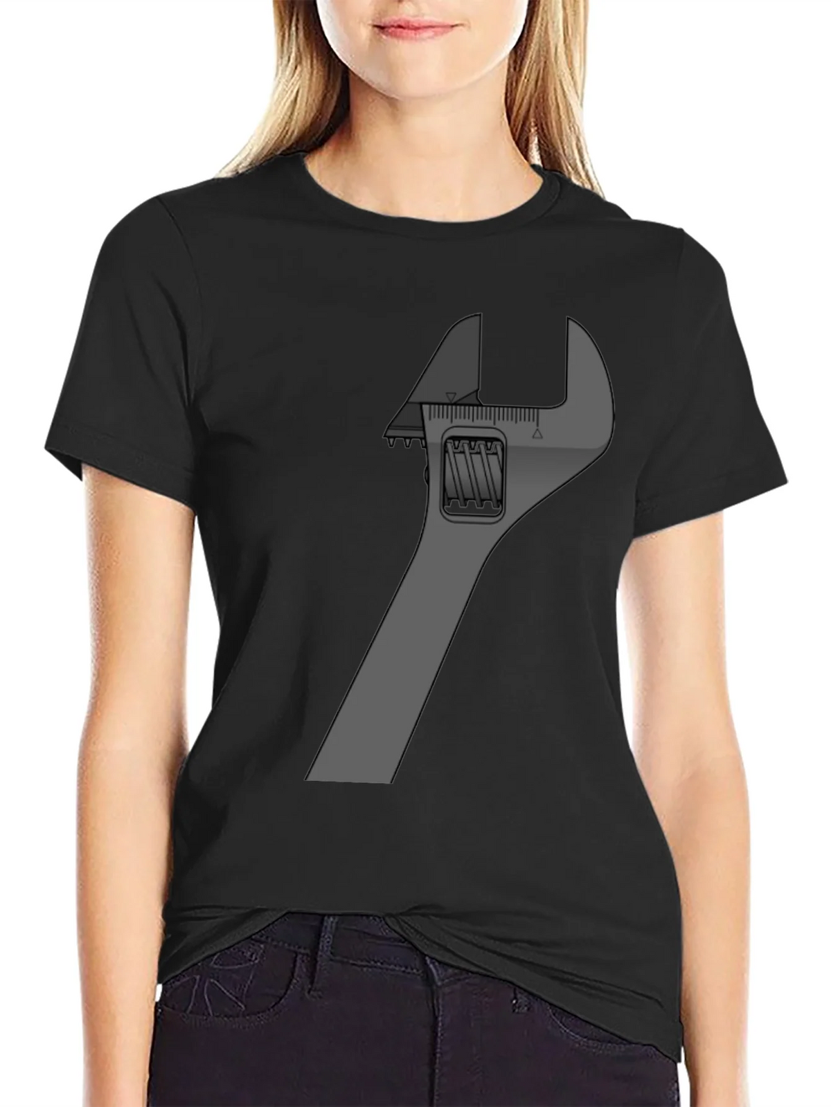 Adjustable Wrench Graphic Tee - Black Cotton Blend product image 2
