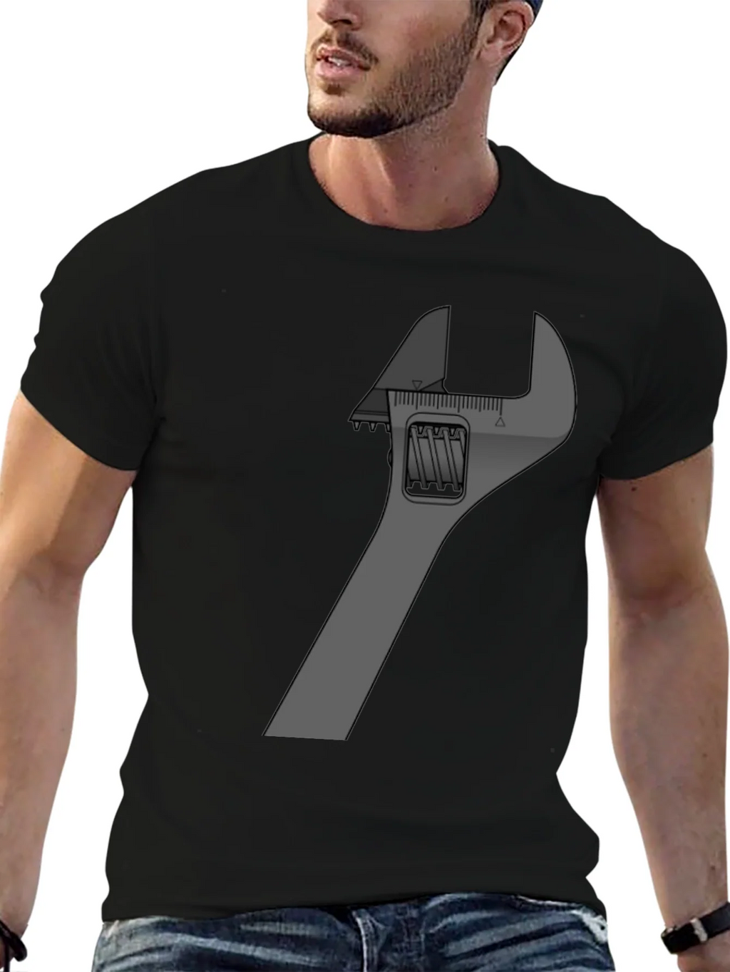 Adjustable Wrench Graphic Tee - Black Cotton Blend product image 6