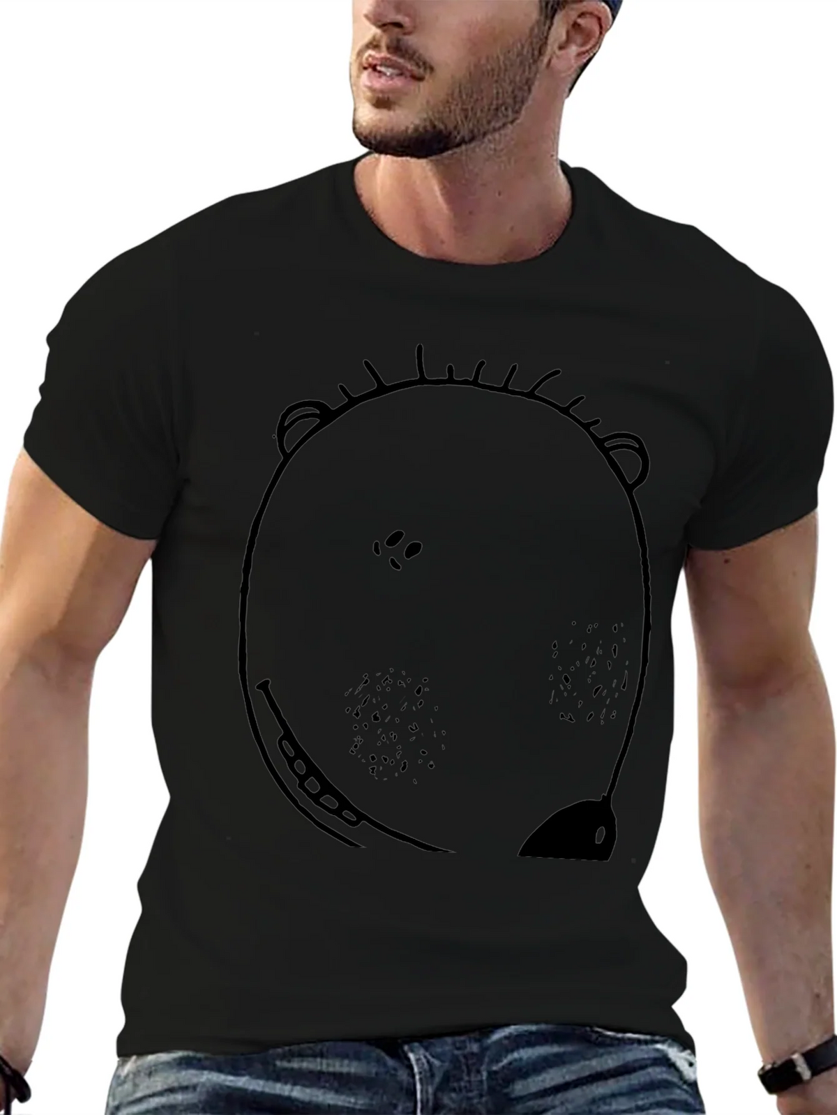 Bear Graphic Print Black T-Shirt for Men product image 6