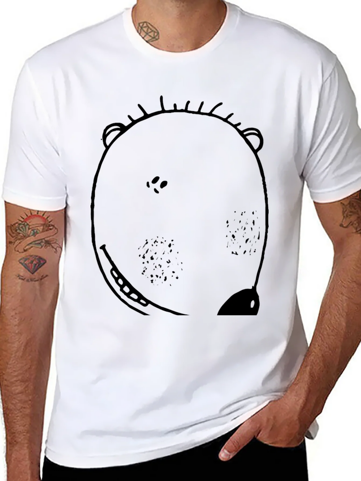 Bear Graphic Print Black T-Shirt for Men product image 7