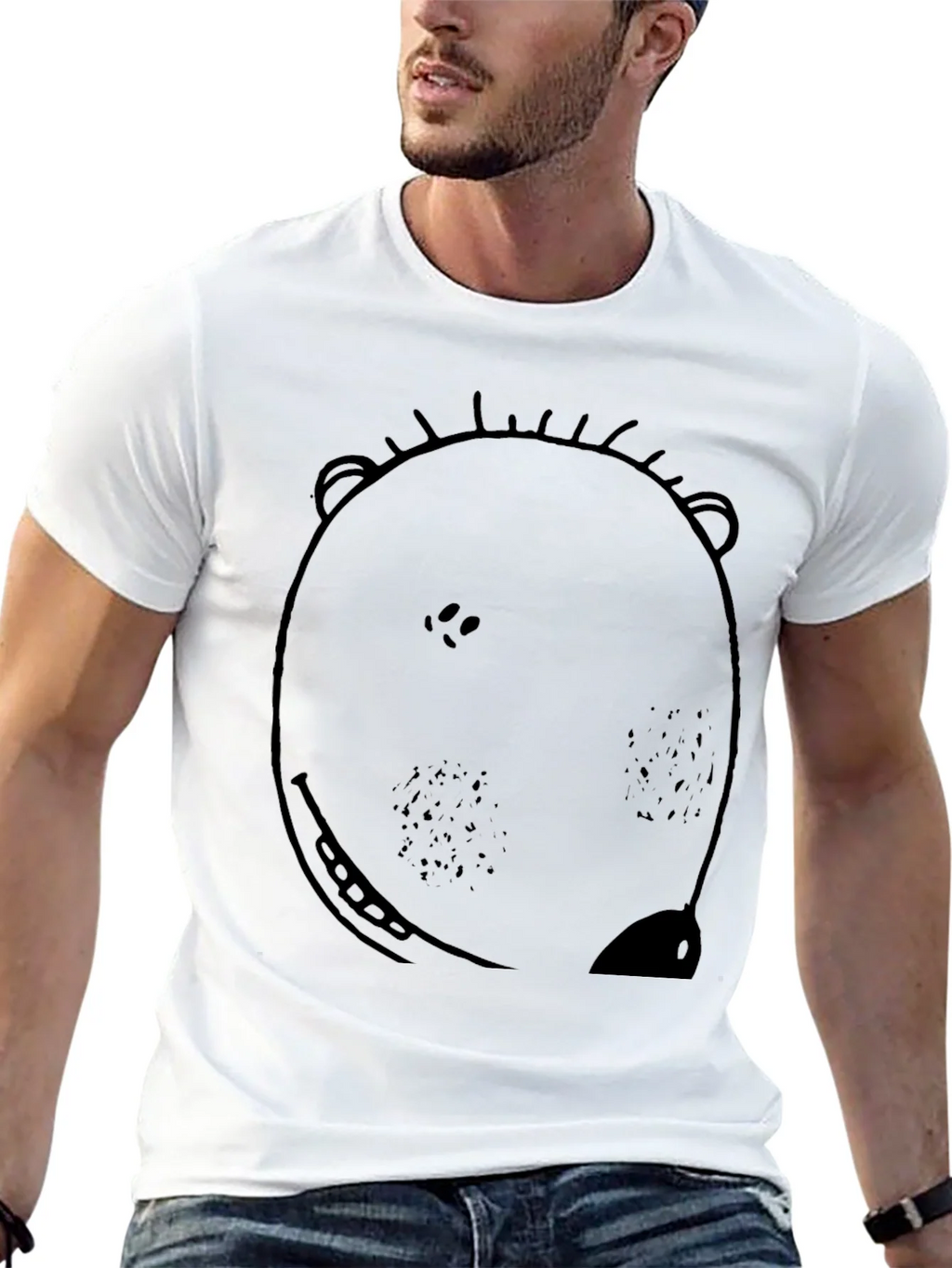 Bear Graphic Print Black T-Shirt for Men product image 11