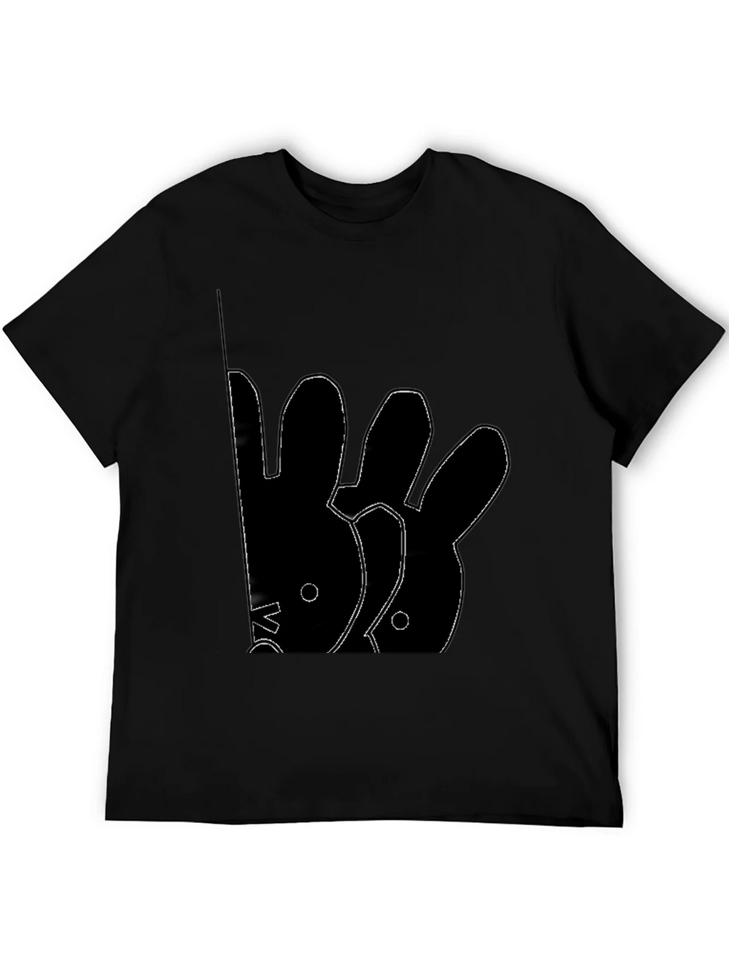 Abstract Rabbit Graphic Black T-Shirt product image 5
