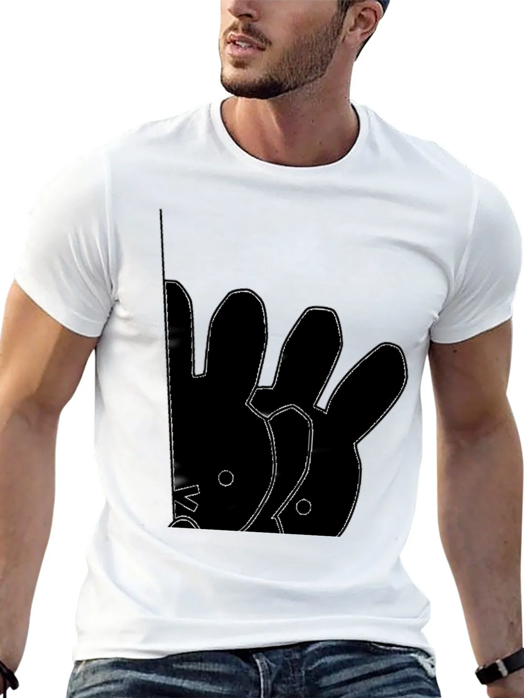 Abstract Rabbit Graphic Black T-Shirt product image 12