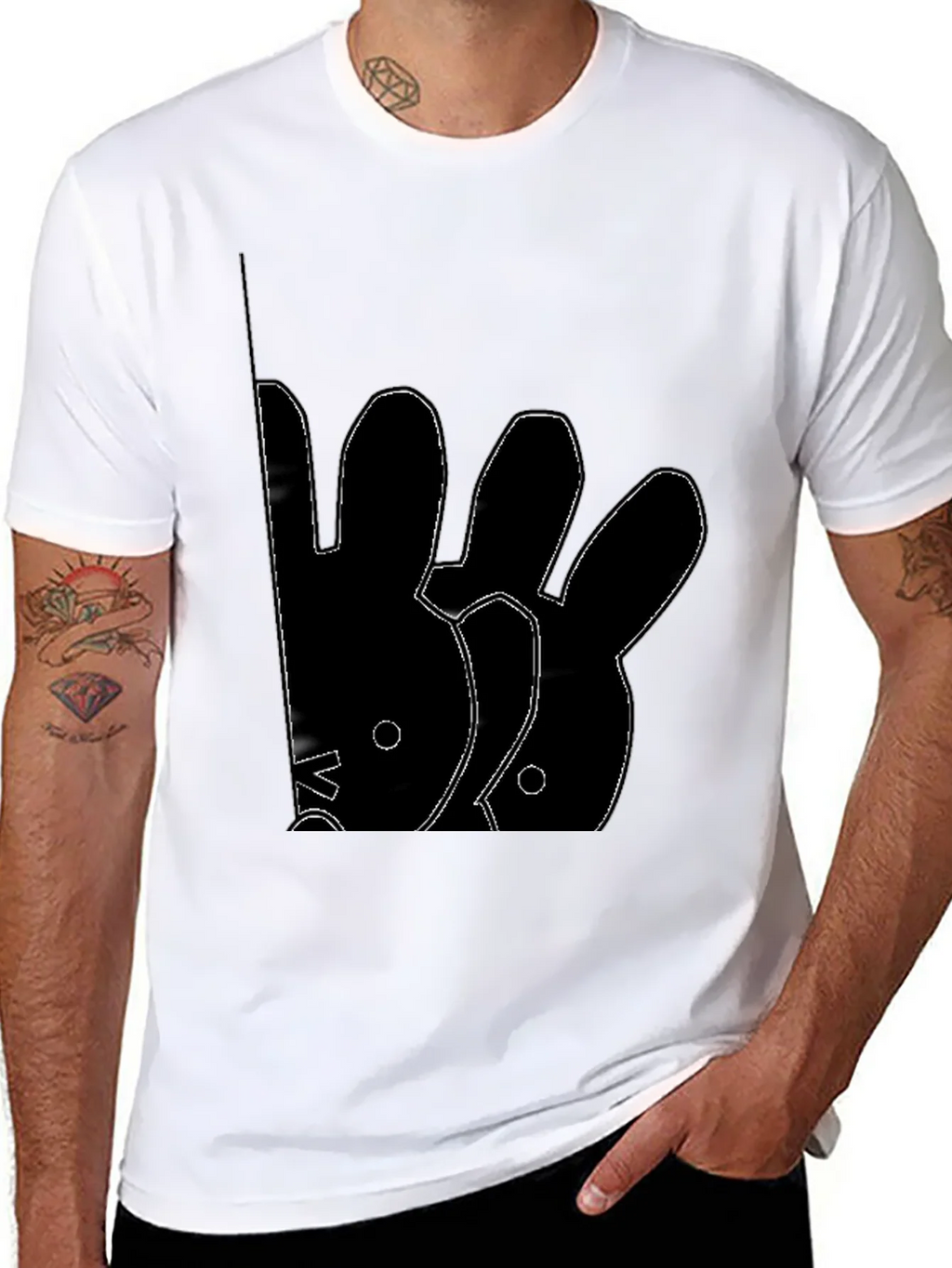 Abstract Rabbit Graphic Black T-Shirt product image 7