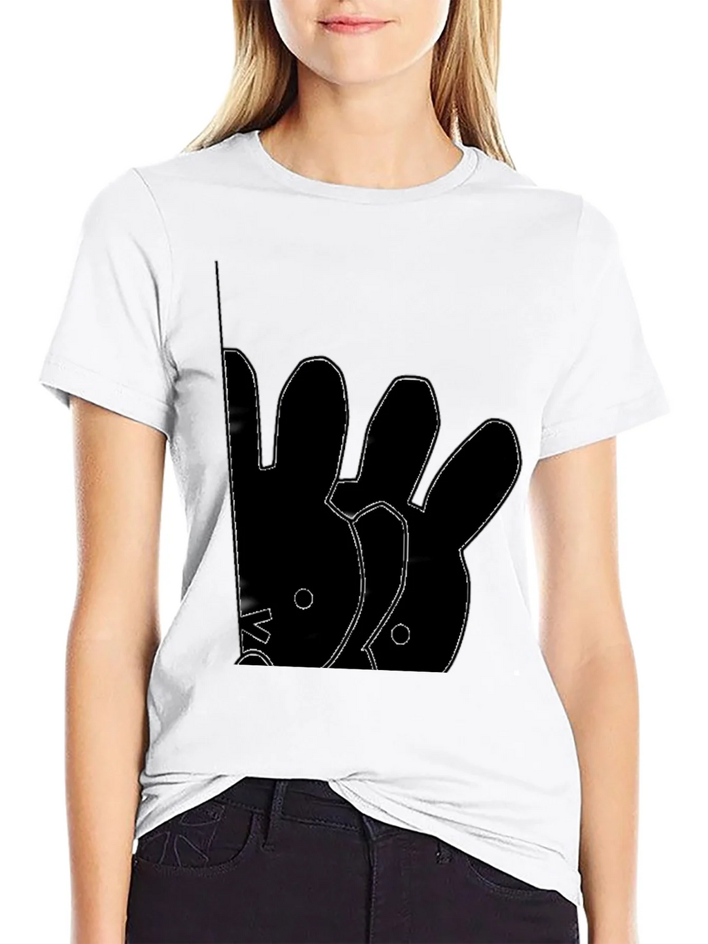 Abstract Rabbit Graphic Black T-Shirt product image 8