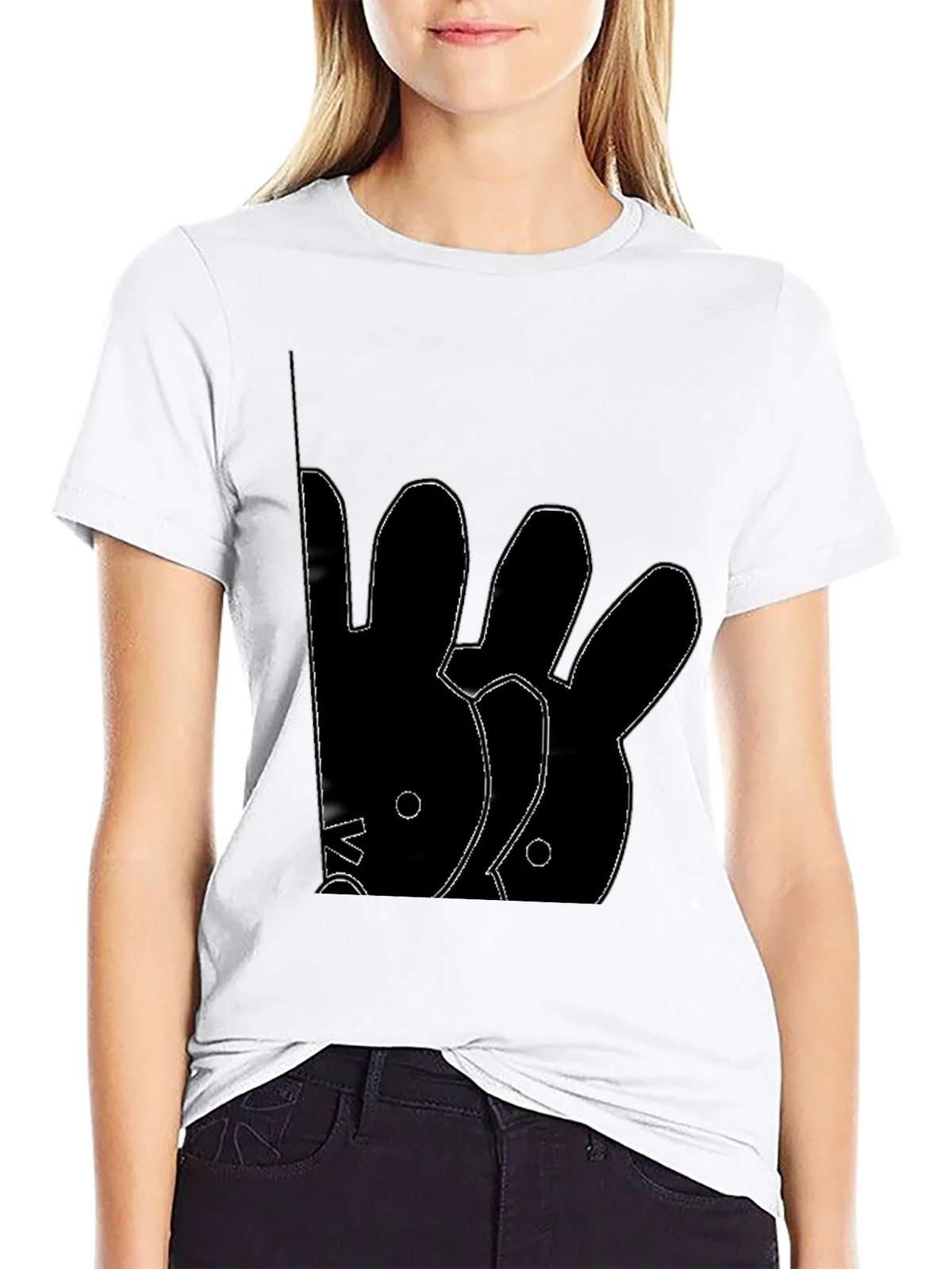 Abstract Rabbit Graphic Black T-Shirt product image 8