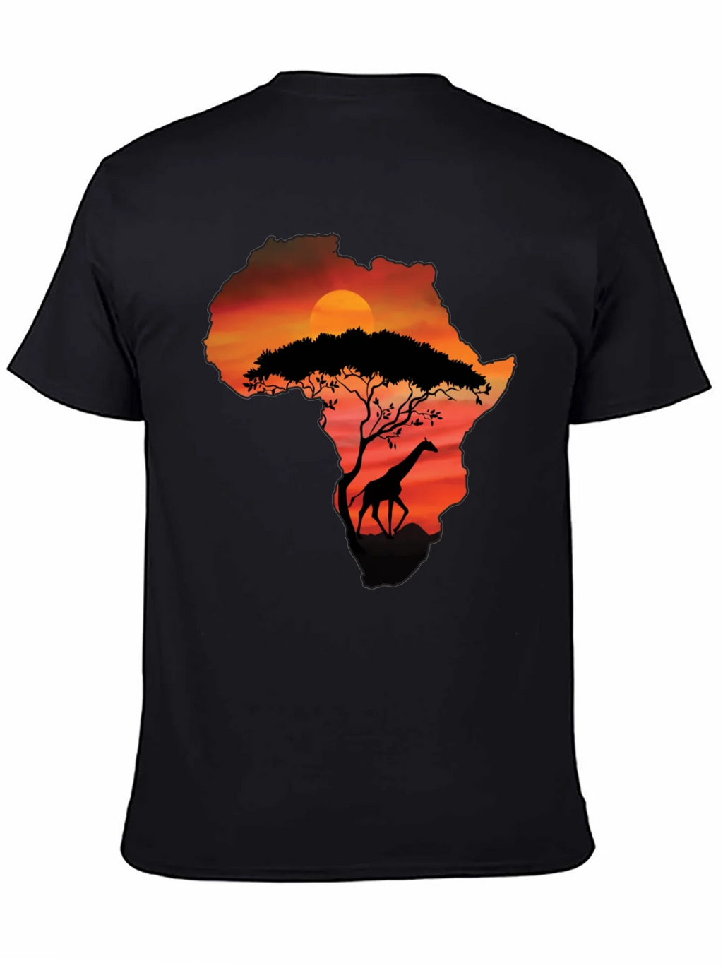 African Sunset Giraffe Graphic Tee - Black product image 4