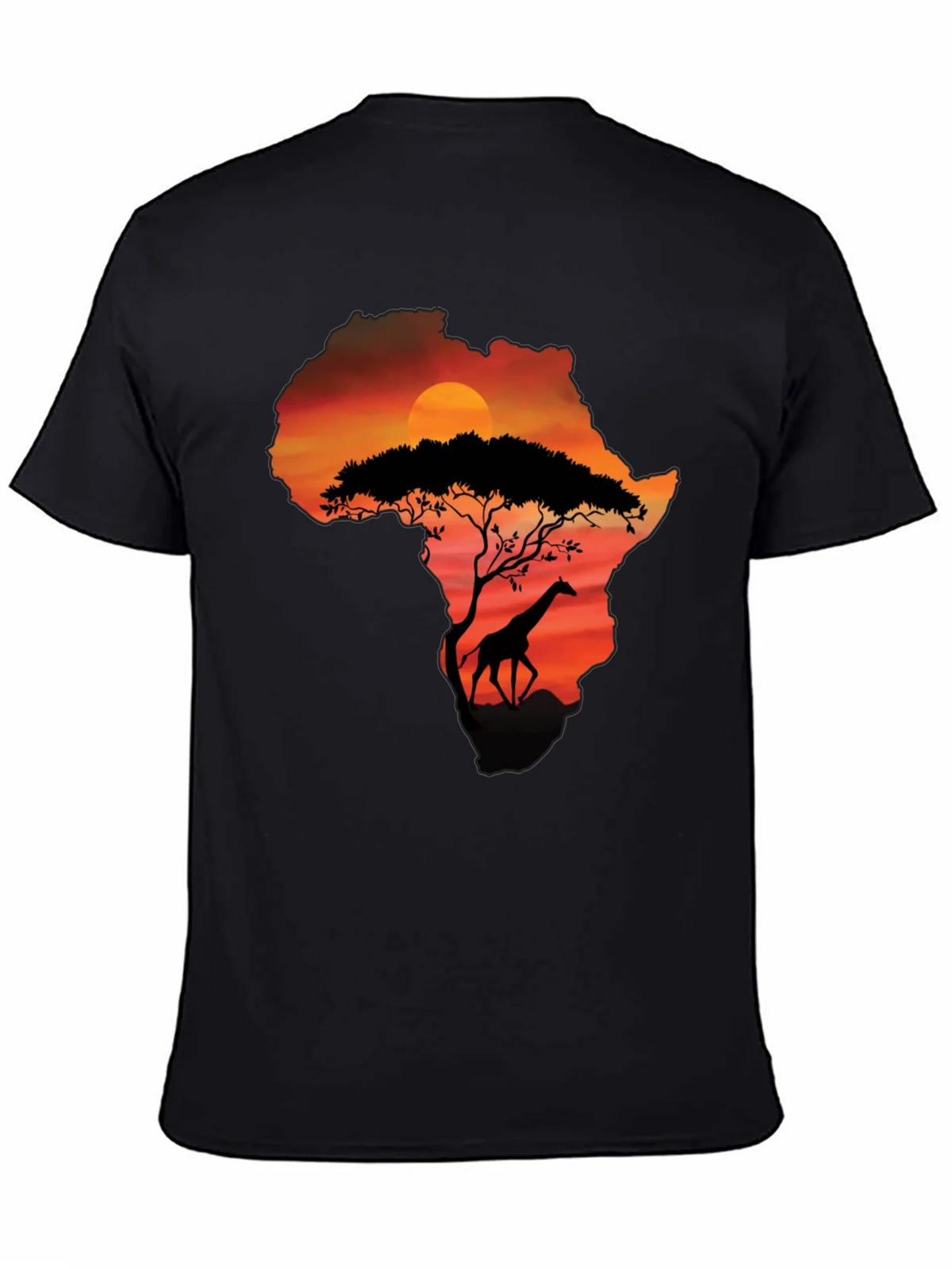 African Sunset Giraffe Graphic Tee - Black product image 4