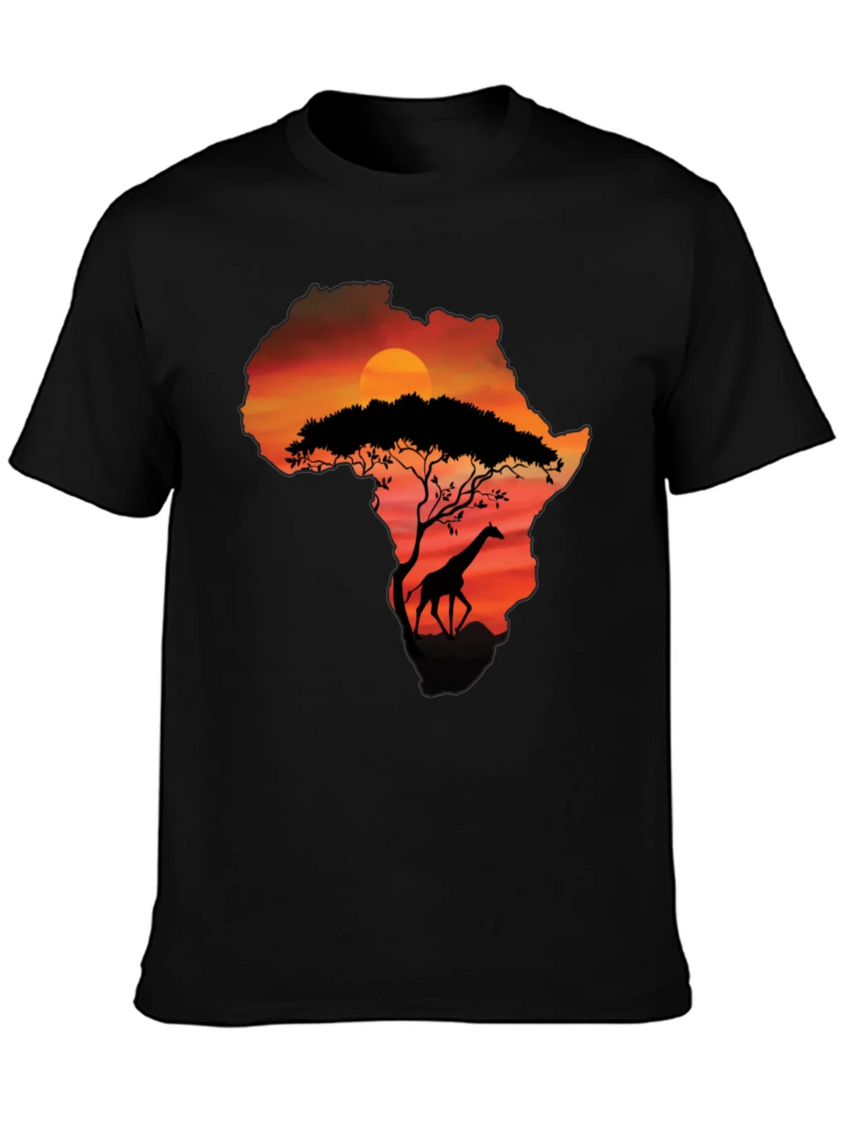 African Sunset Giraffe Graphic Tee - Black product image 3