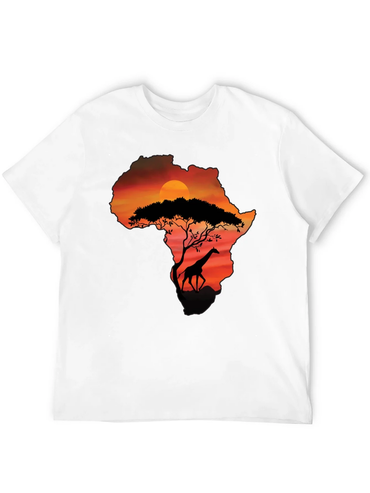 African Sunset Giraffe Graphic Tee - Black product image 11