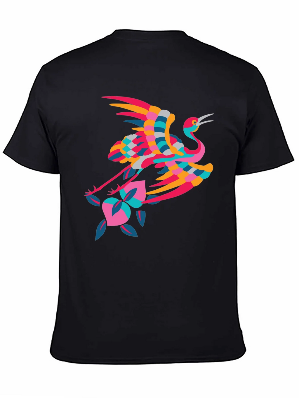 Stylish Crane Graphic Black T-Shirt product image 4